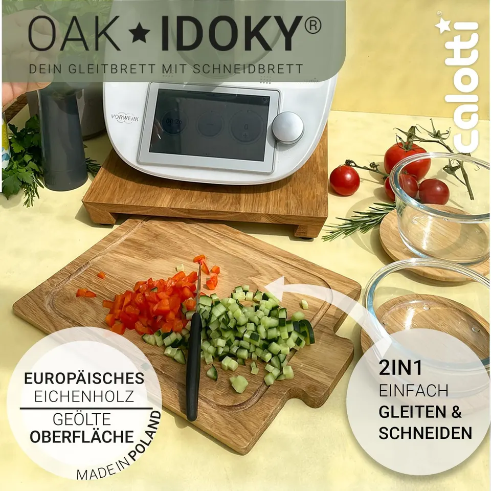 Oak IDOKY® Design-Gleitbrett mit Schneidbrett, geölt – Produktbild 2