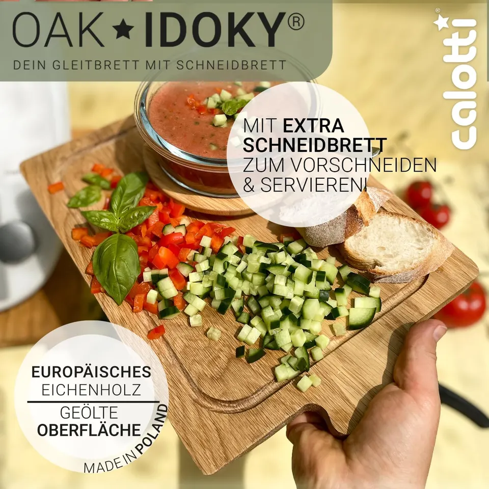 Oak IDOKY® Design-Gleitbrett mit Schneidbrett, geölt – Produktbild 3