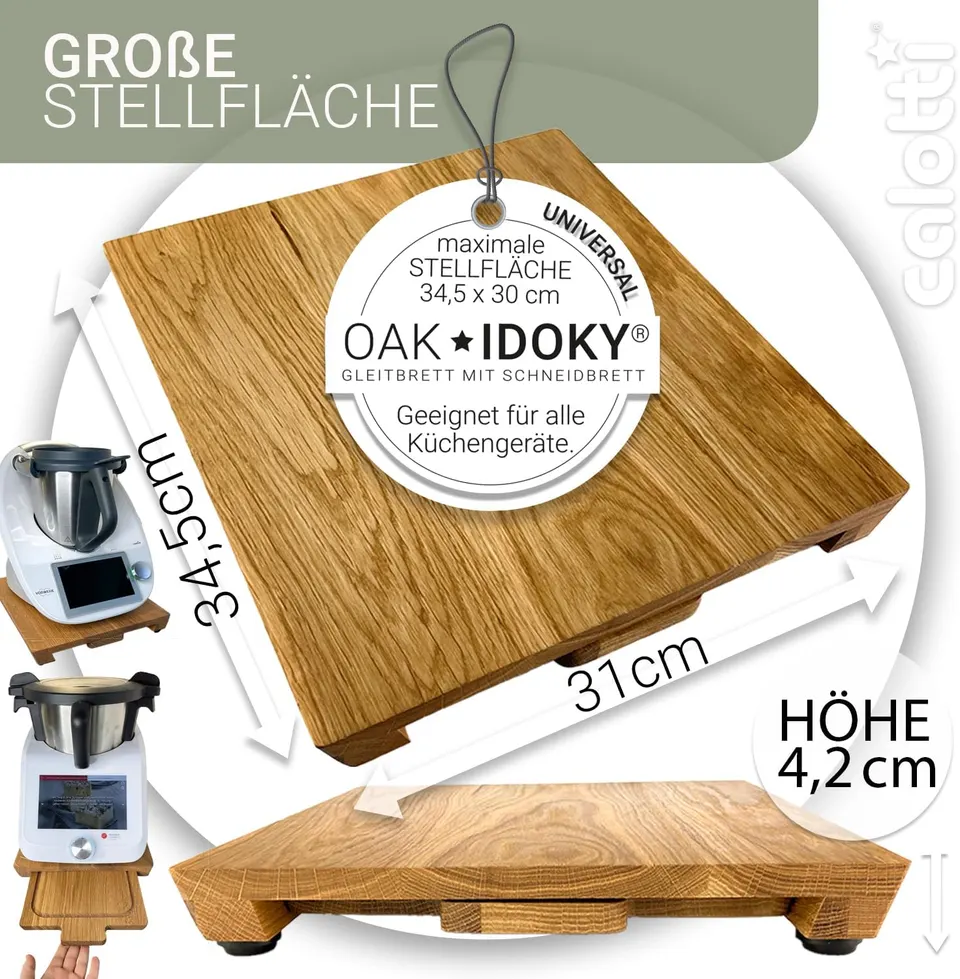 Oak IDOKY® Design-Gleitbrett mit Schneidbrett, geölt – Produktbild 5