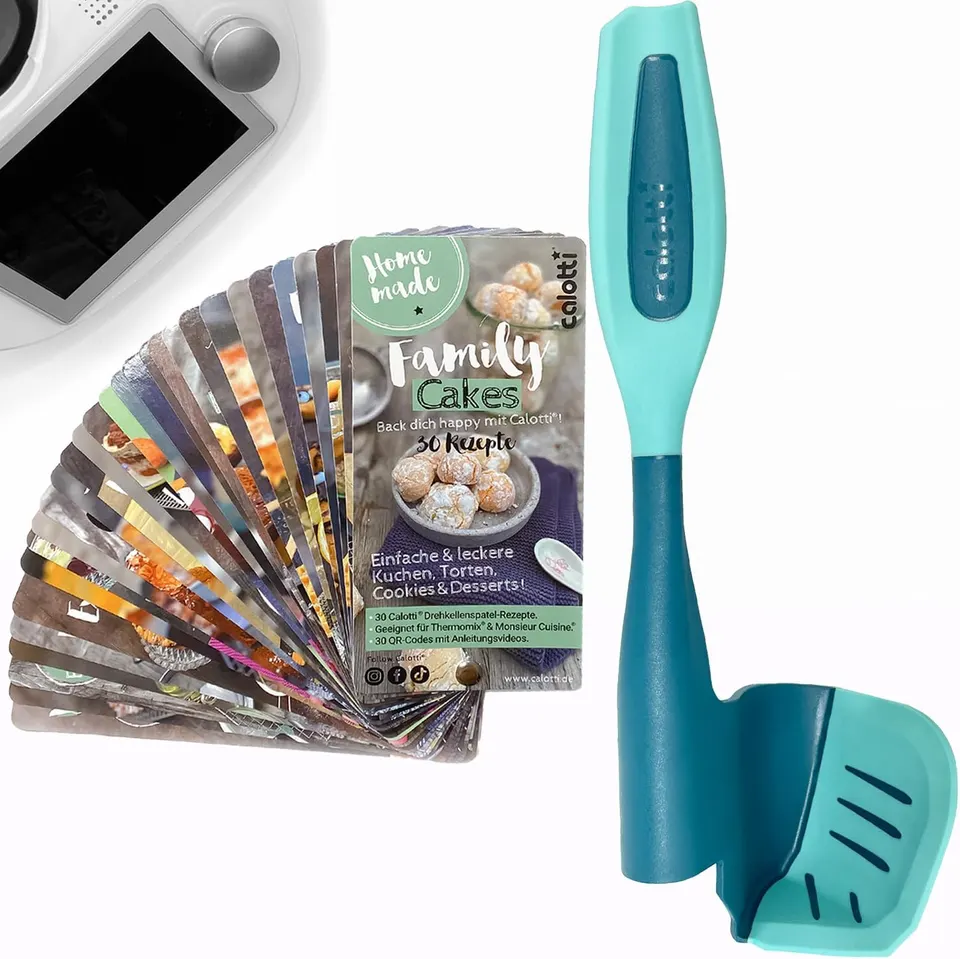 Calotti® Set: Drehkellenspatel SILIKON+ und Backfächer Family Cakes