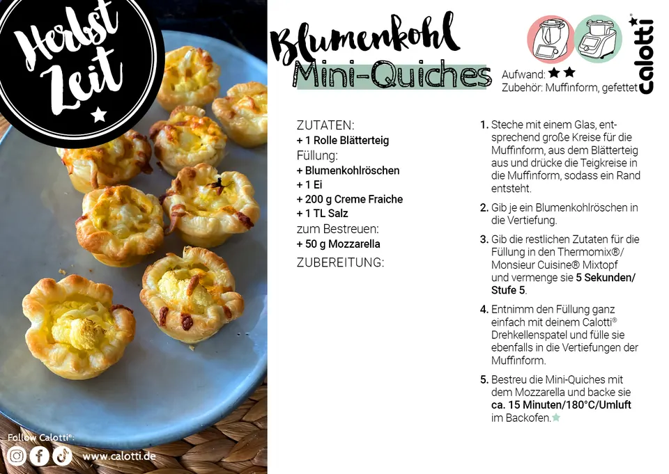 Rezeptkarte Blumenkohl Mini-Quiches