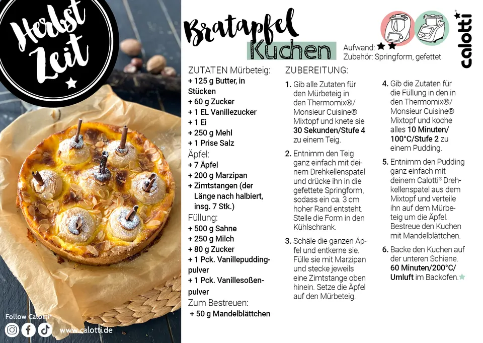 Rezeptkarte Bratapfel Kuchen