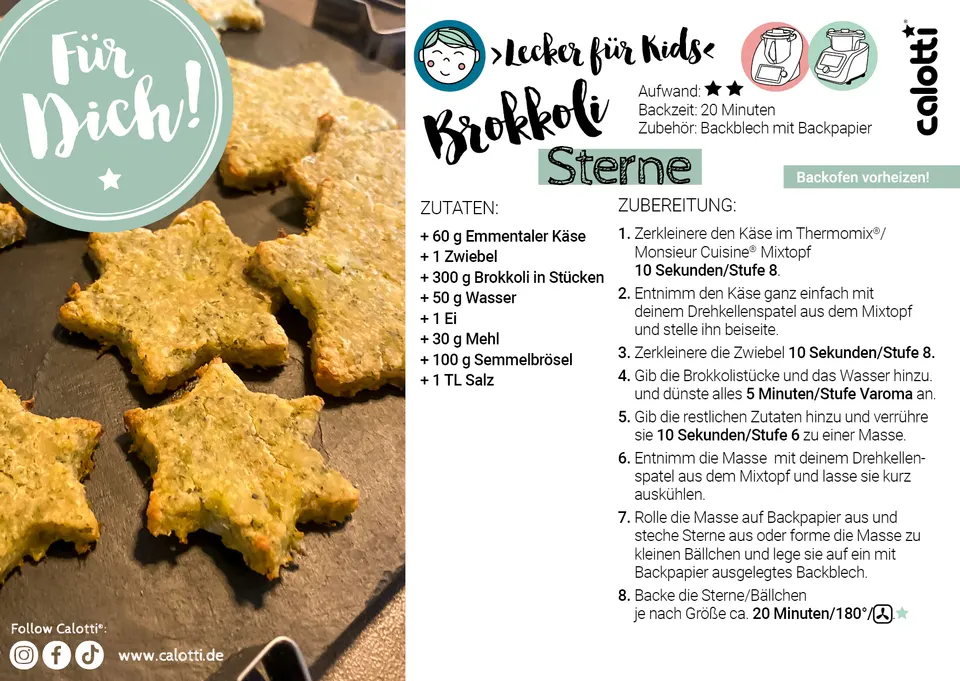 Rezeptkarte Brokkoli Sterne