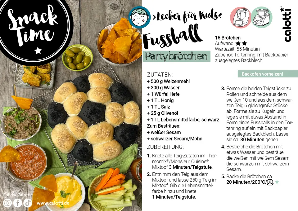 Rezeptkarte Fussball Partybrötchen