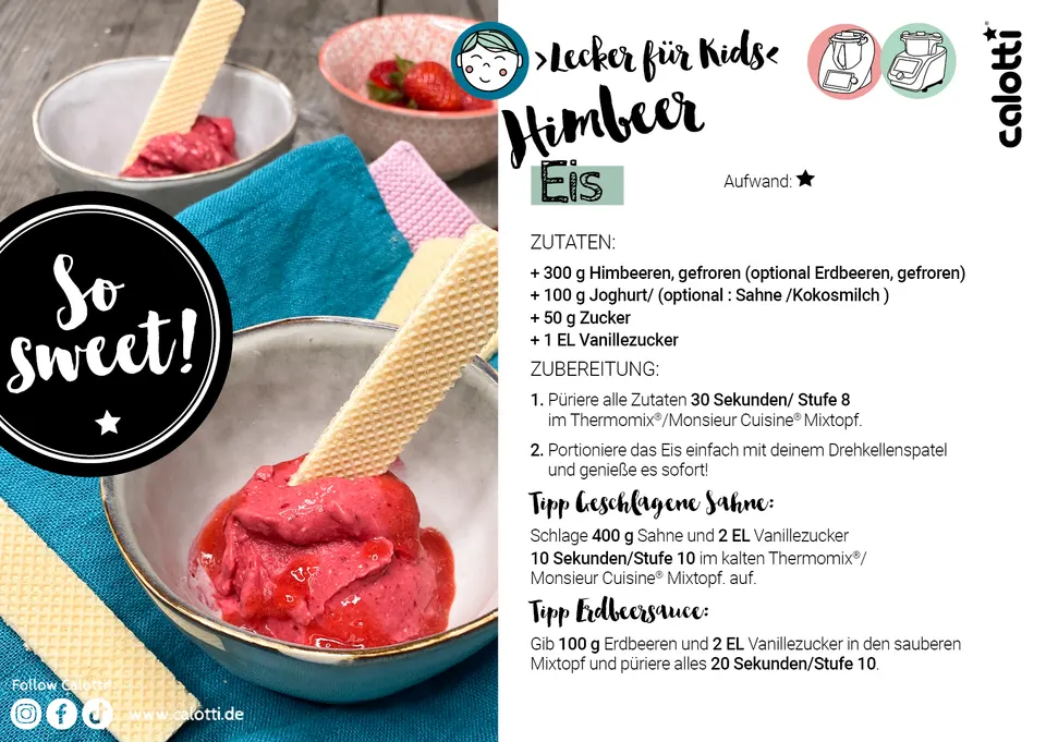 Rezeptkarte Himbeer Eis