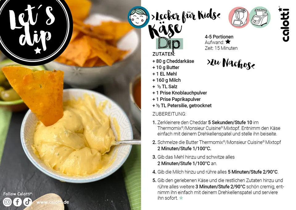 Rezeptkarte Käse Dip