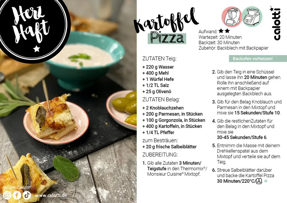 Rezeptkarte Kartoffel Pizza
