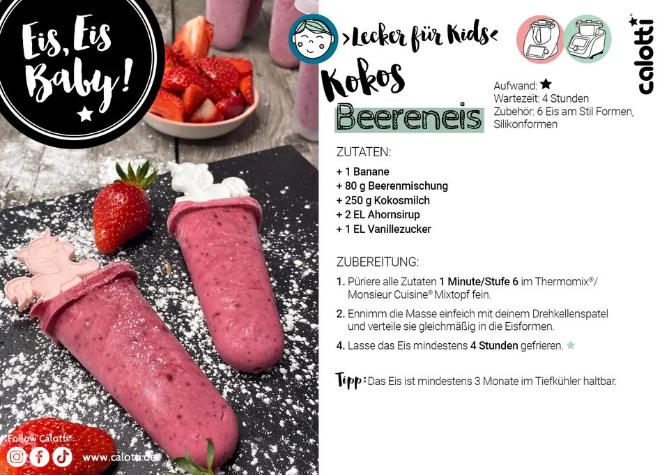 Rezeptkarte Kokos Beereneis