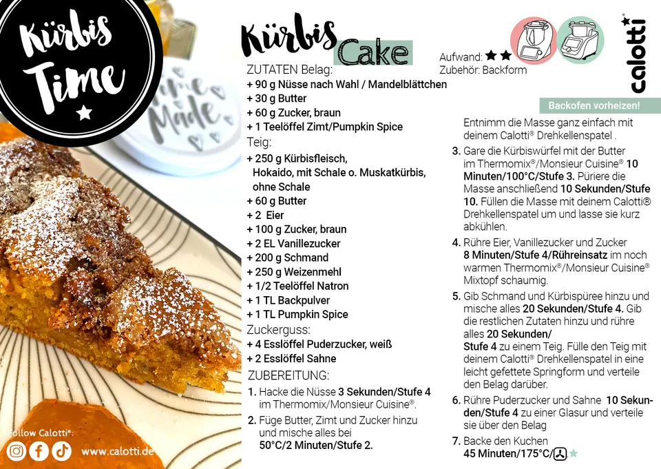 Rezeptkarte Kürbis Cake