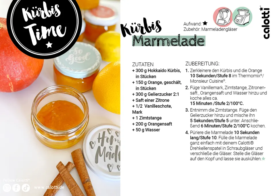 Rezeptkarte Kürbis Marmelade
