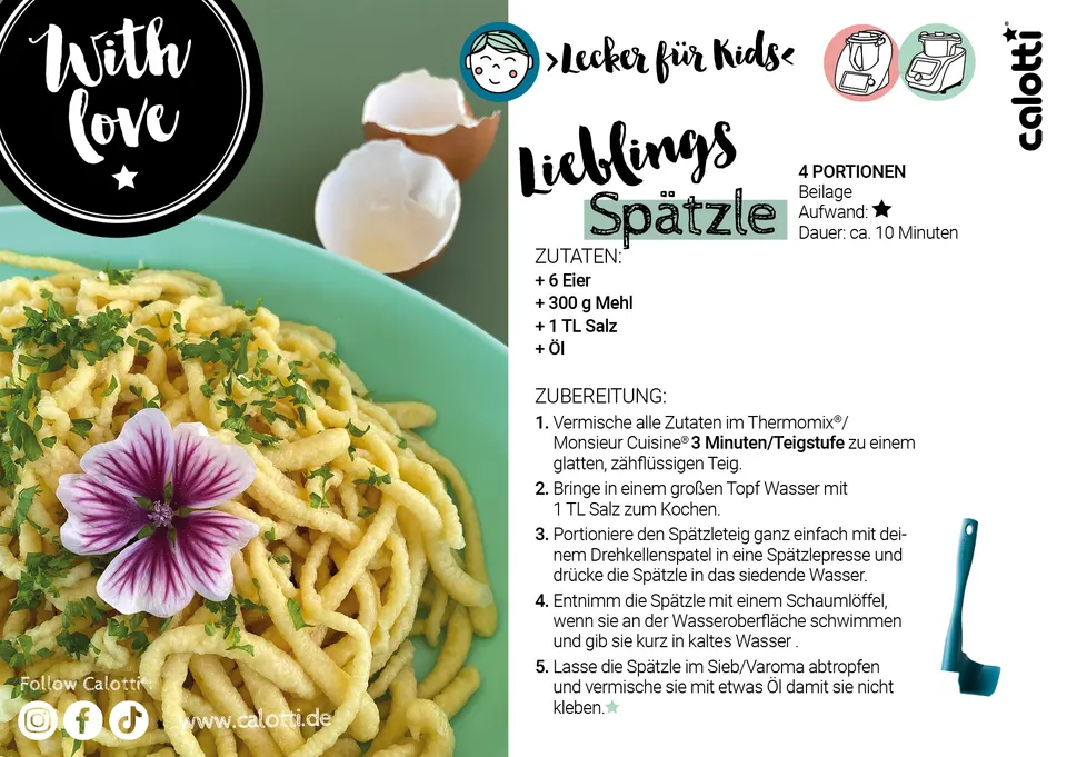 Rezeptkarte Lieblings Spätzle