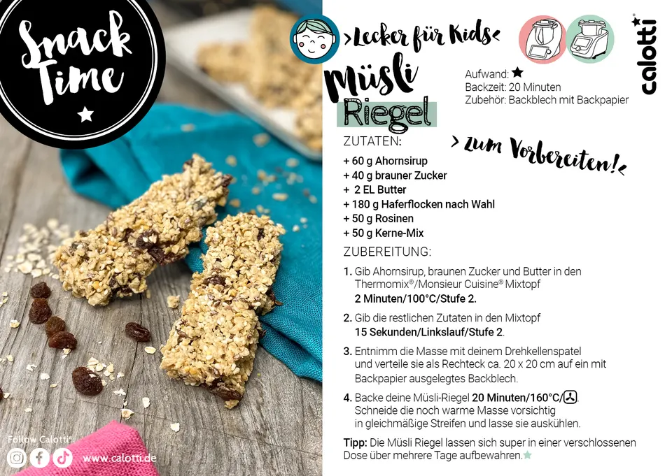 Rezeptkarte Müsli Riegel