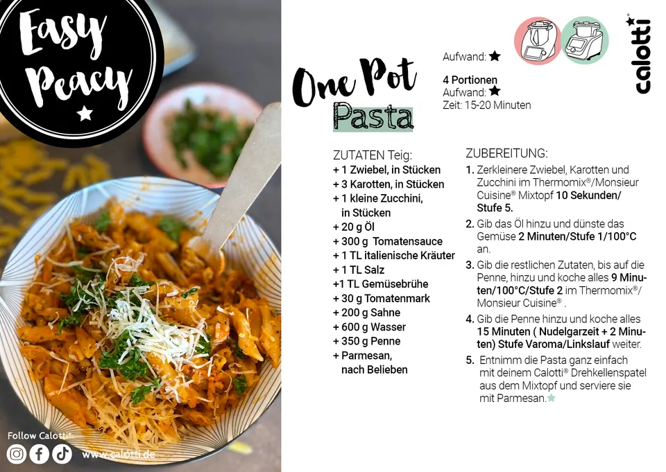 Rezeptkarte One Pot Pasta