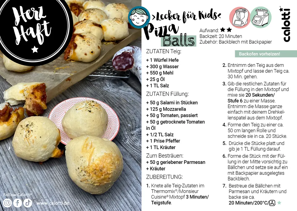 Rezeptkarte Pizza Balls
