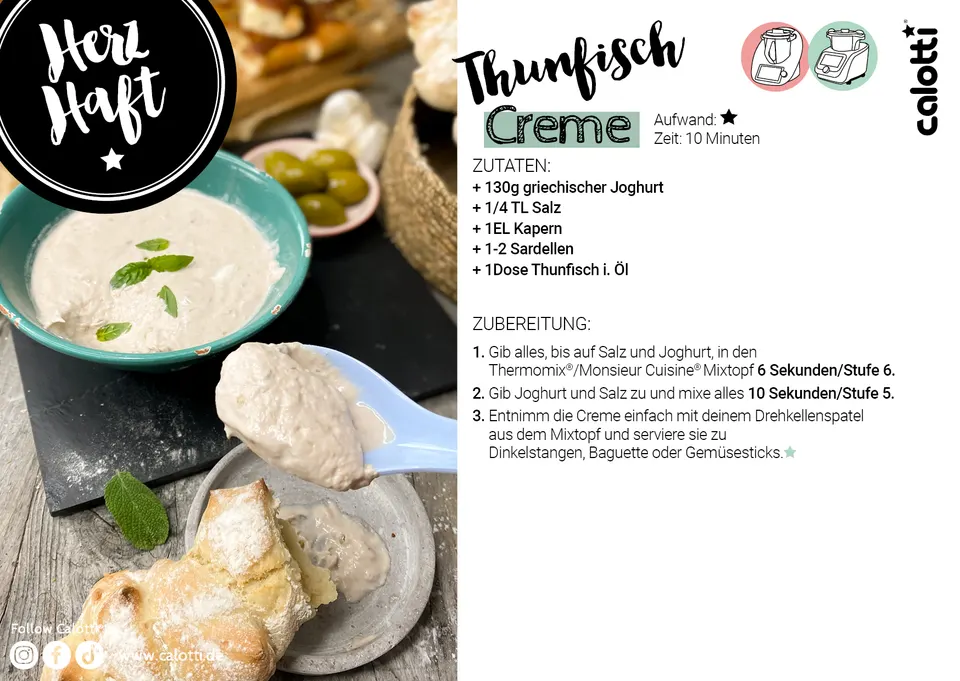 Rezeptkarte Thunfisch Creme