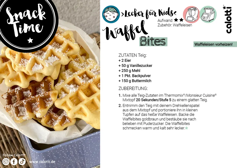 Rezeptkarte Waffel Bites