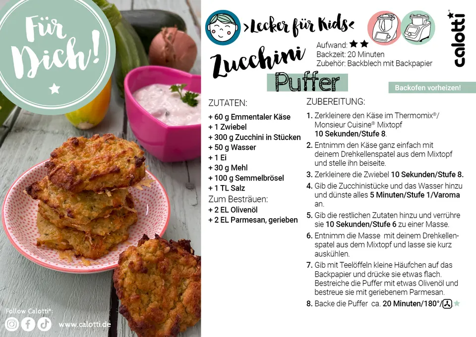 Rezeptkarte Zucchini Puffer